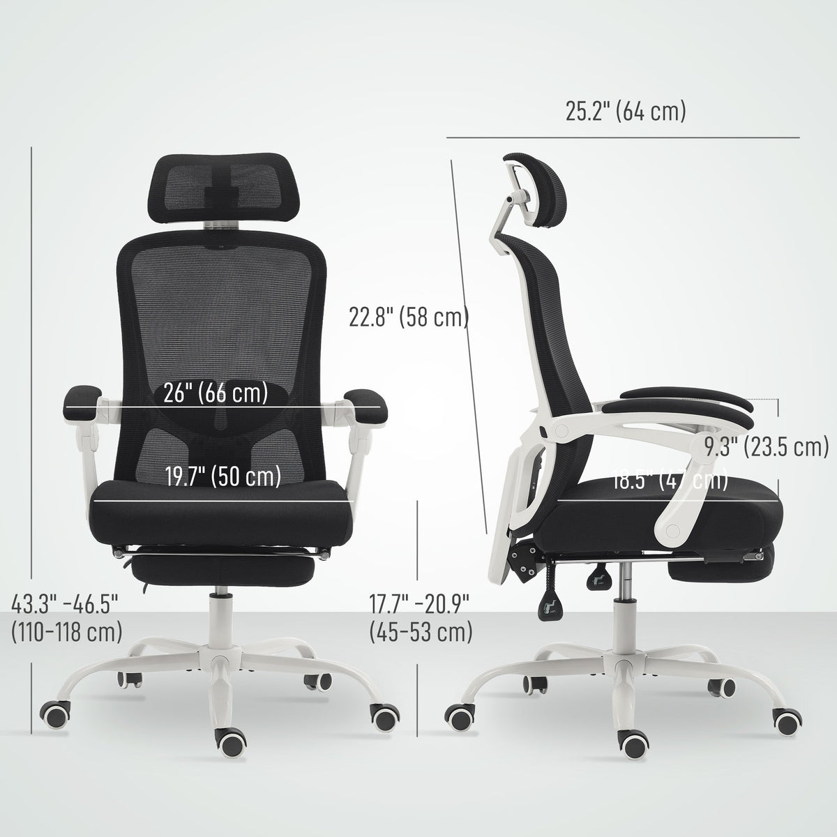 Ergonomic Office Chair, Mesh Reclining Desk Chair with Adjustable Lumbar Support, Headrest, Beige