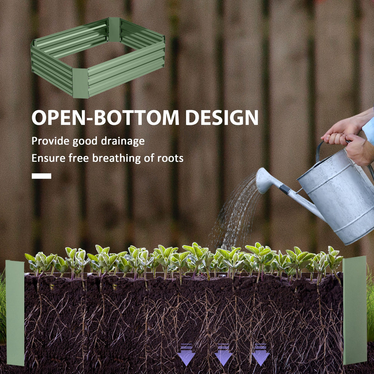 Galvanized Raised Garden Bed, 4' x 3' x 1' Outdoor Metal Planter Box, Raised Bed for Growing Flowers and Herbs