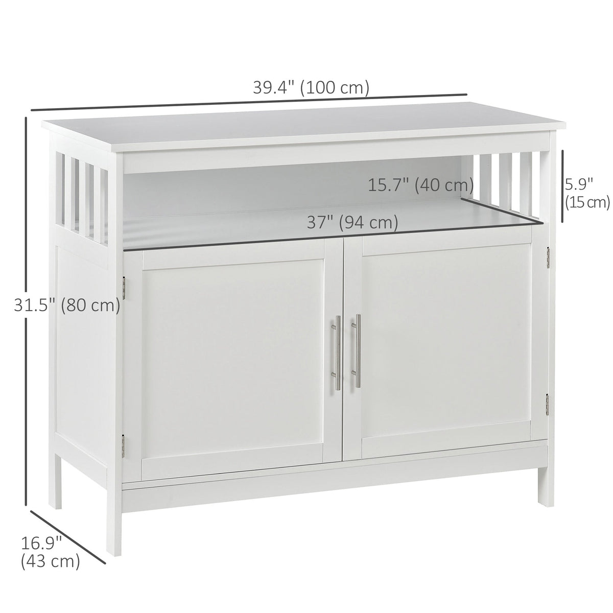Kitchen Sideboard, Buffet Cabinet, Wooden Storage Console Table with 2-Level Cabinet and Open Shelf, Black