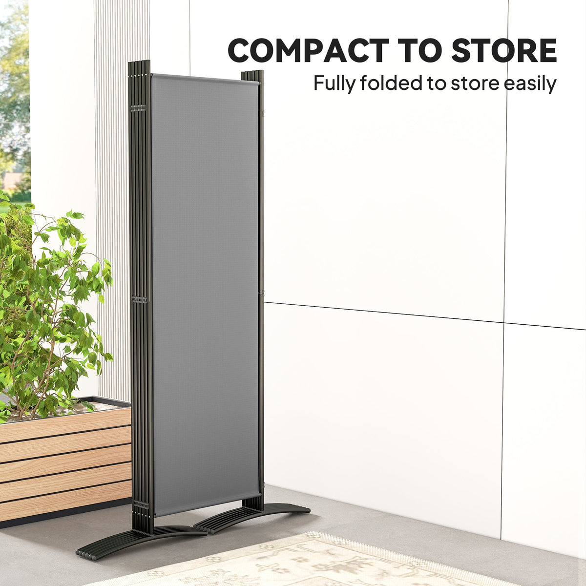 6 Panel Folding Outdoor Privacy Screen with Stable Base, 5.7FT Tall Room Divider with UV30+ Protection, Grey
