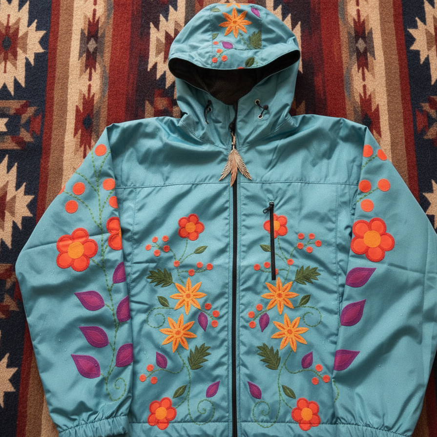 Turquoise Spring Blossom Windbreaker