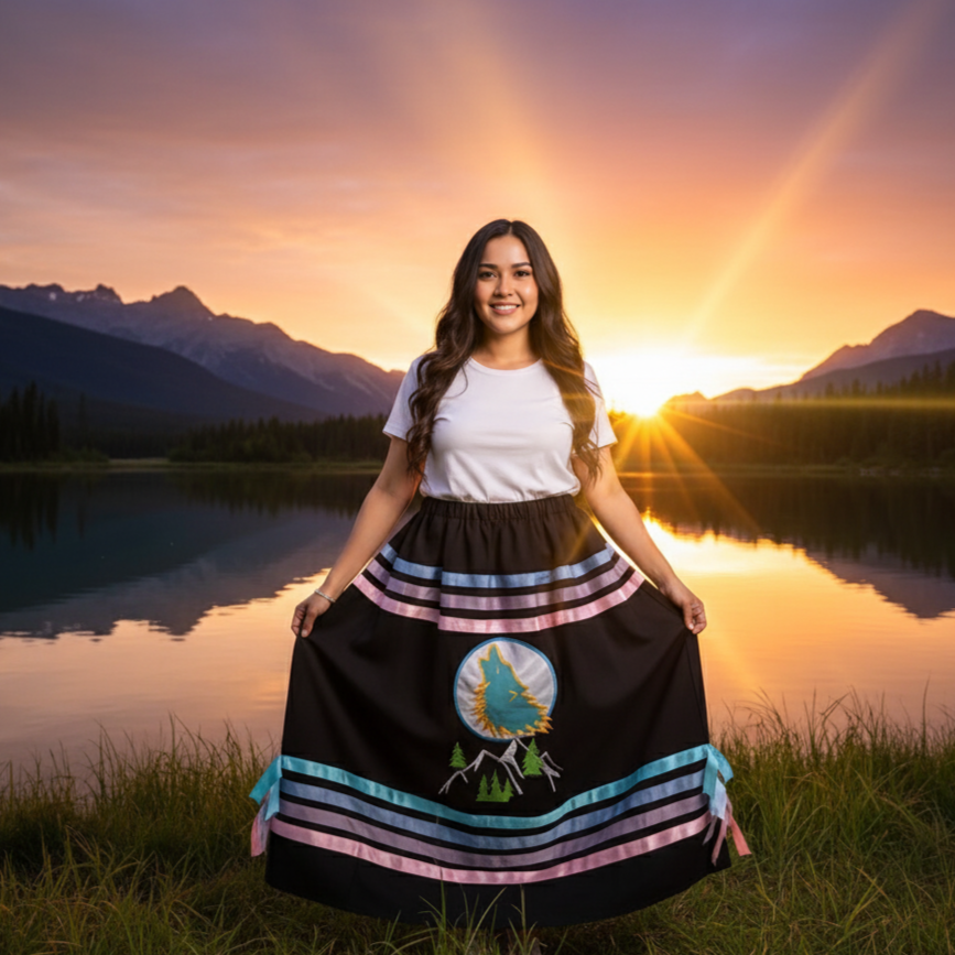 Howling wolf Ribbon Skirt