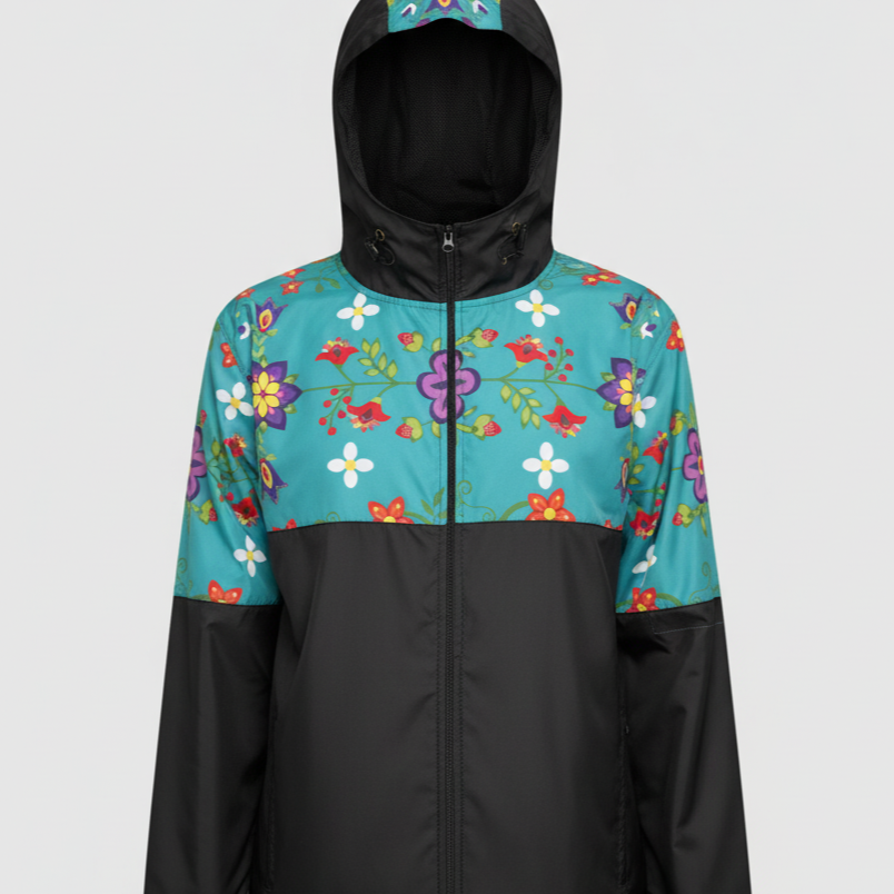 Turquoise Bloom Windbreaker