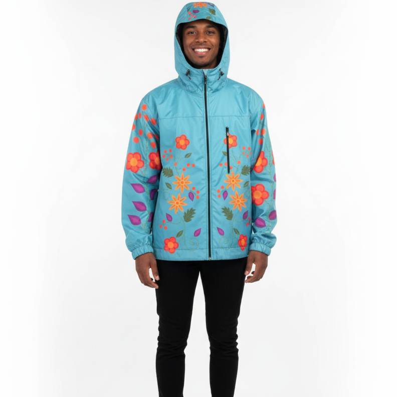 Turquoise Spring Blossom Windbreaker