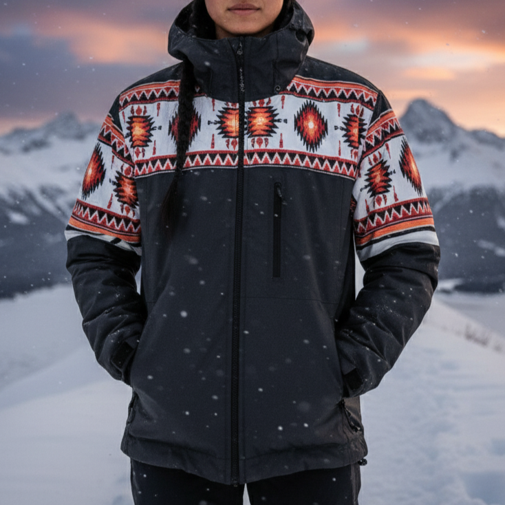 Sunburst Diamond Print Windbreaker