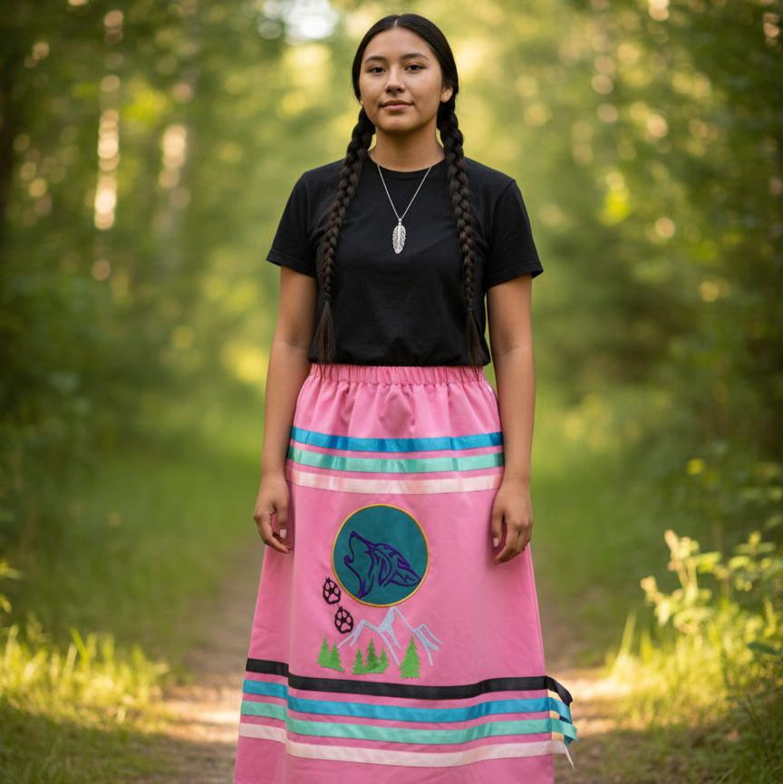 Howling wolf Ribbon Skirt