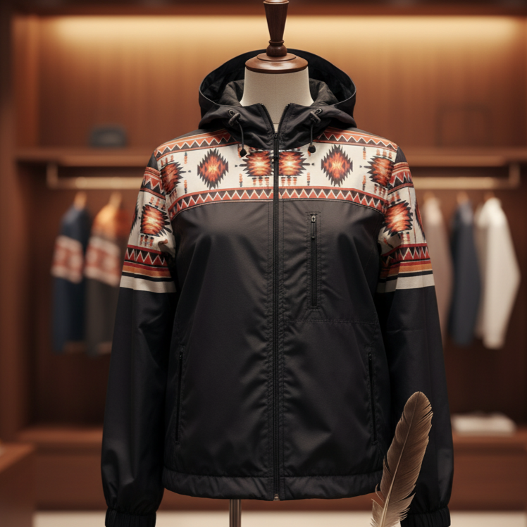 Sunburst Diamond Print Windbreaker