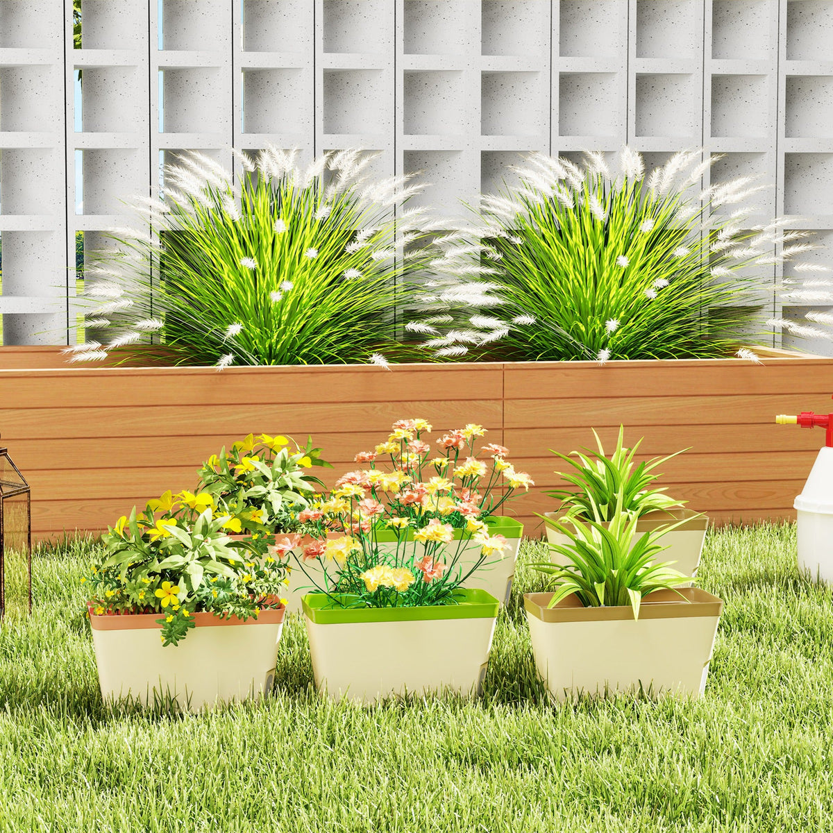 3 Pack Self Watering Flower Pots, 10.5 Inch Planter Box with Water Level Indicator for Vegetables, Succulents Plants