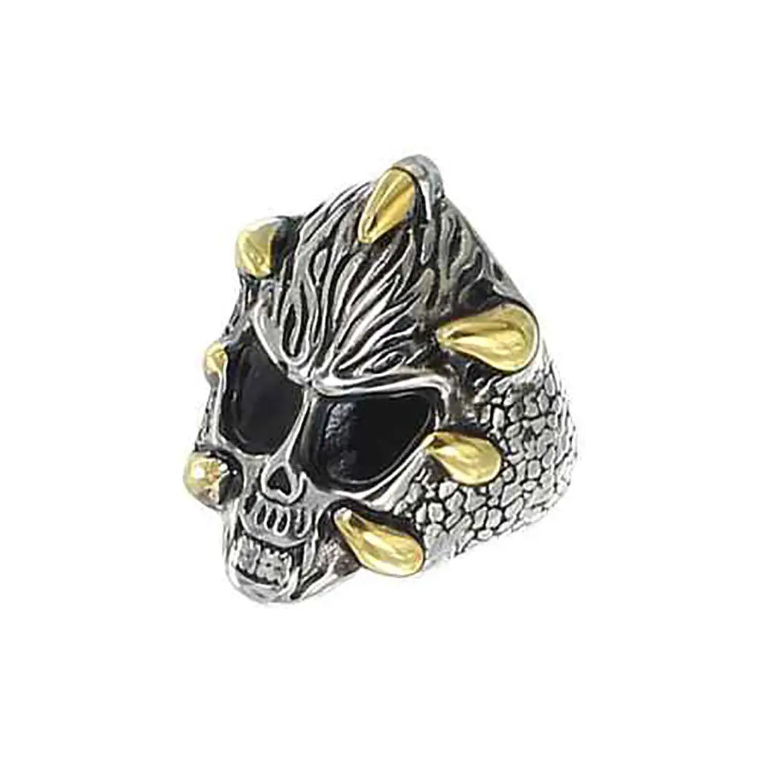 GoSteel Men's Dragon Claws and Skull Ring