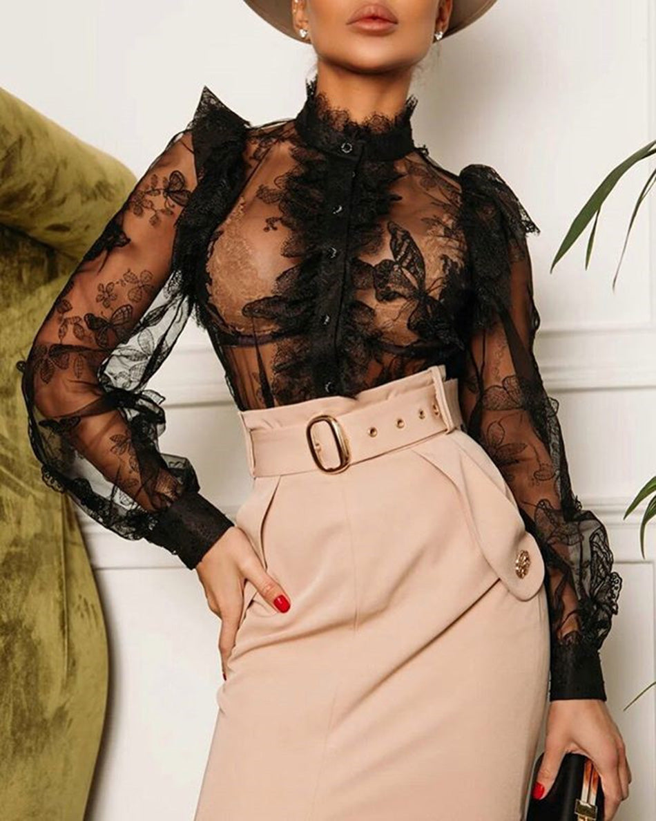 Belted Slit Skirt