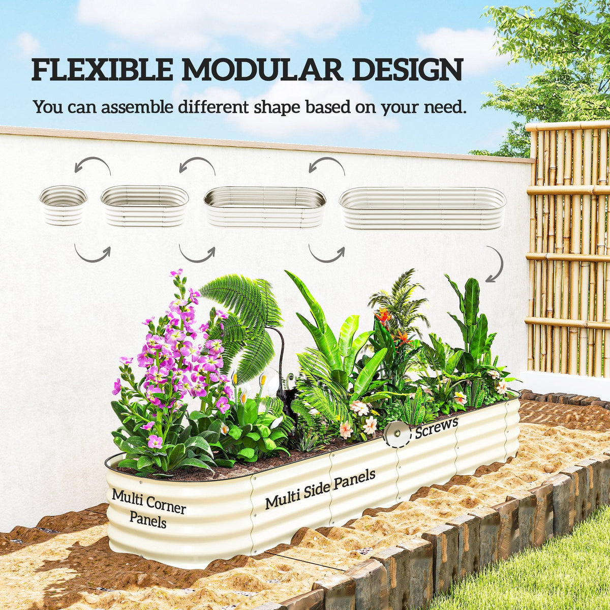 4.9 x 2 x 1ft Galvanized Raised Garden Bed Kit, Metal Planter Box with Safety Edging, Black