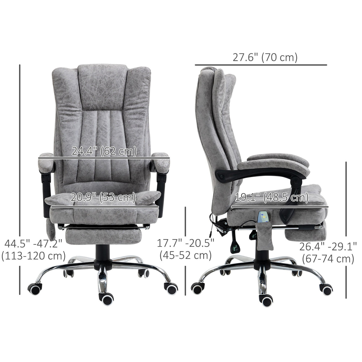 Office Chair 6-point Vibration Massage Chair Micro Fiber Recliner with Retractable Footrest Black