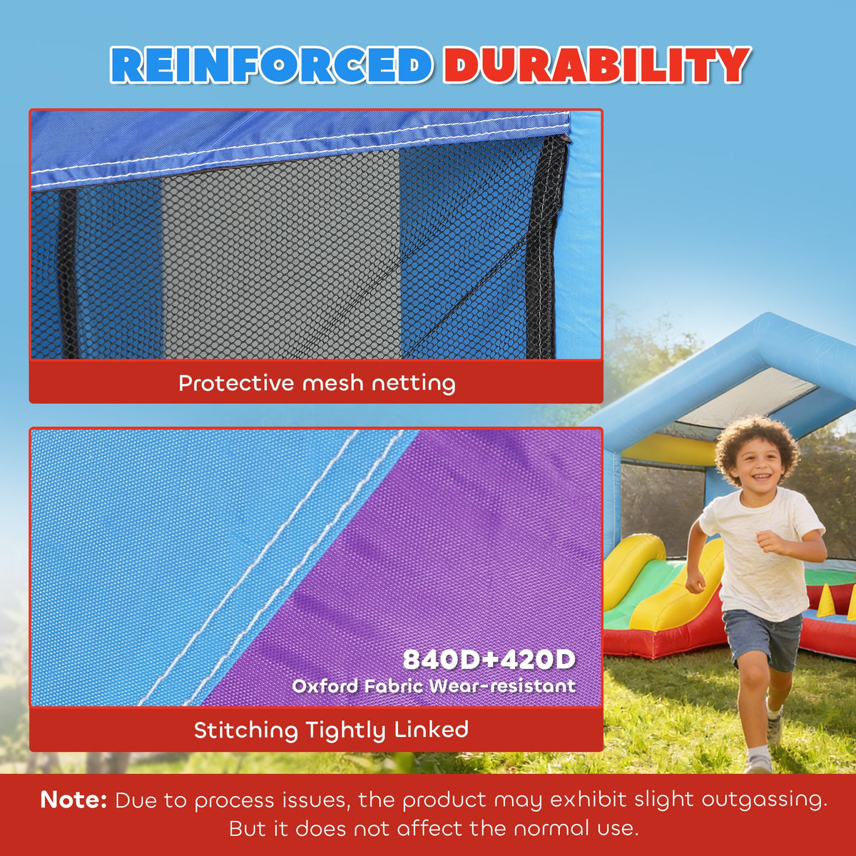 Bouncy Castle for Kids, Inflatable Bounce House with Slide, Ball Pit, Ring Toss Game, Sunshade and Blower