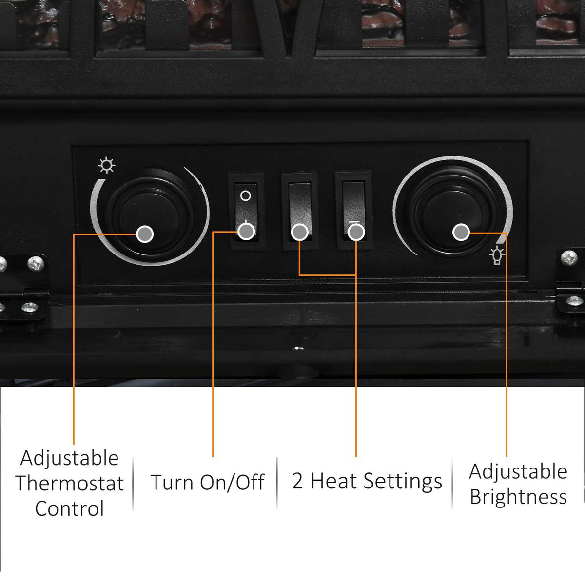 Free Stand Electric Fireplace Stove Heater with Adjustable LED Flame Effect and Front Door, 750W/1500W, Black