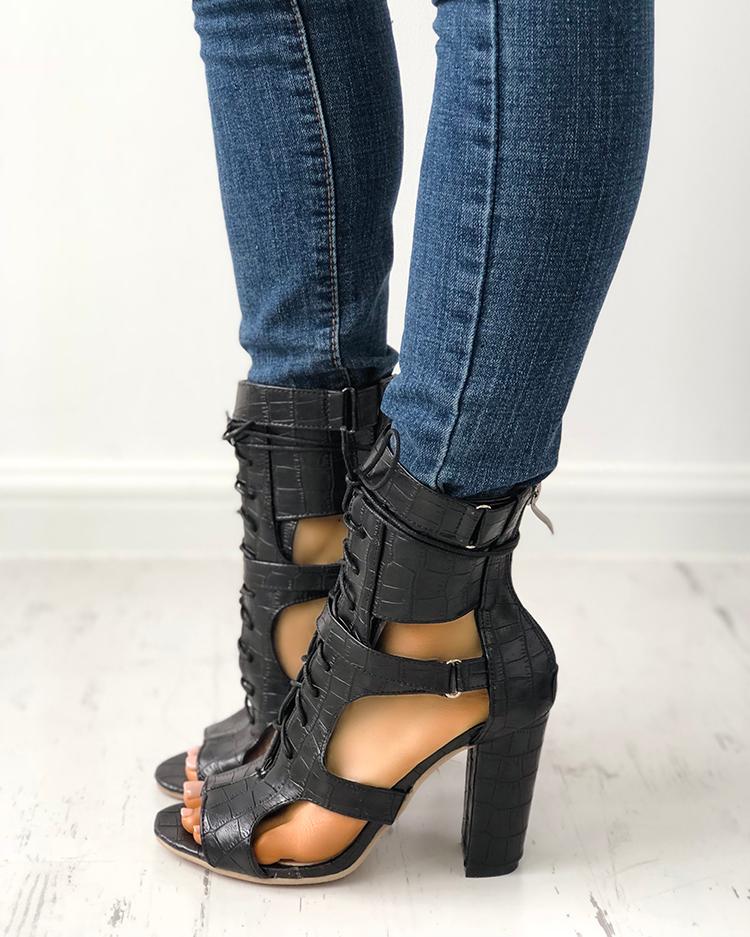 Ankle Strap & Lace Gladiator Heel
