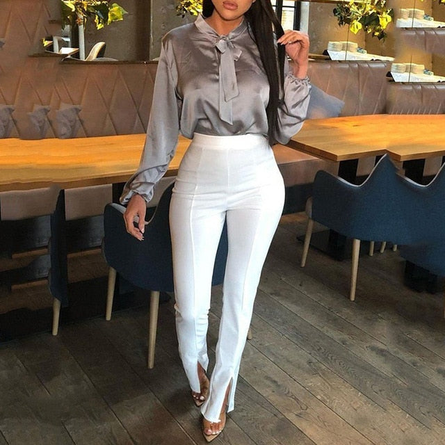 Creased High Waist Dress Pants