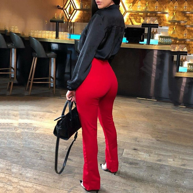 Creased High Waist Dress Pants