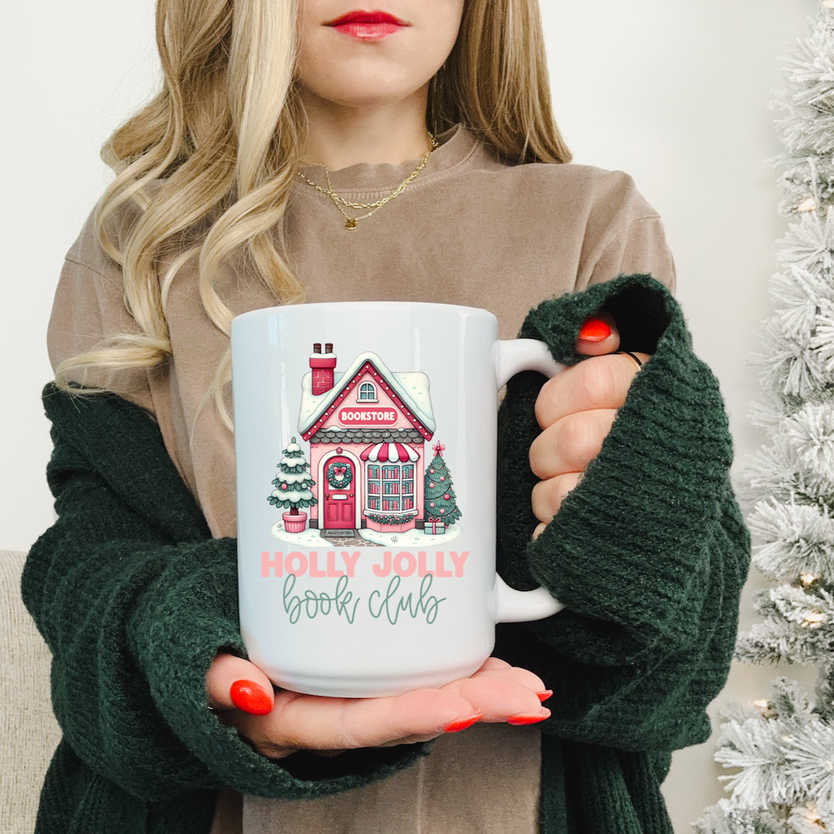 Holly Jolly Book Club Ceramic Mug | Bookish | Christmas Mug | Book Mug