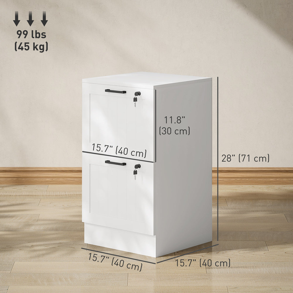 2 Drawer Filing Cabinet with Lock, Office Storage Cabinet with Adjustable Hanging Bars for A4 Letter Size Files, Black