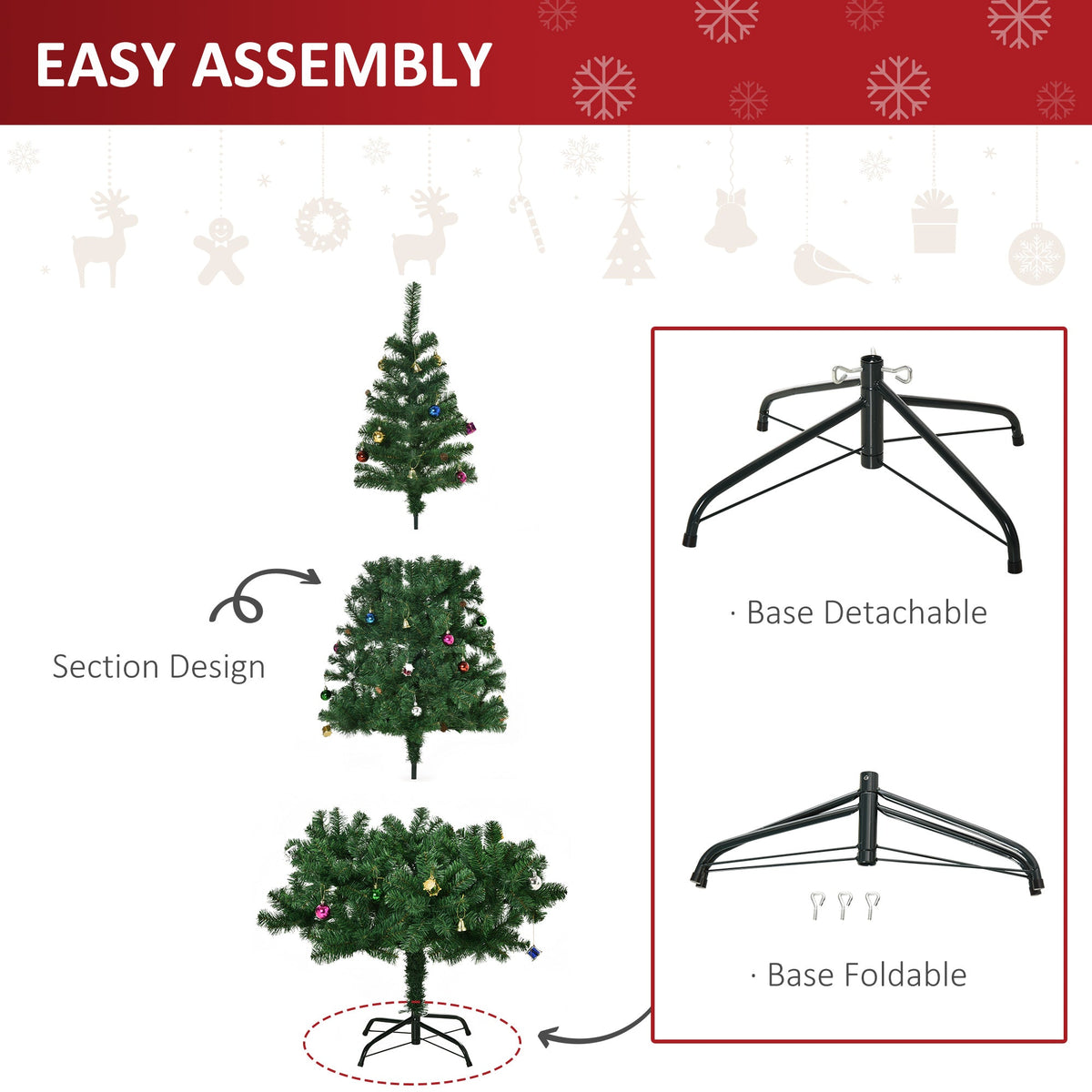 4.9ft Green Christmas Tree Artificial Xmas Holidays Party with Decoration Ornament