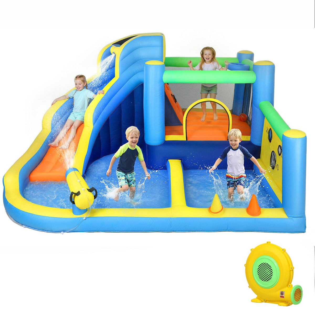 Bouncy Castle for Kids, Inflatable Bounce House with Slide, Pool (Ball Pit), Ball Shooting and Blower for Indoor Outdoor