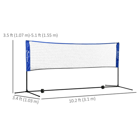10ft Badminton Net, Height Adjustable Outdoor Sports Net with Carry Bag, for Tennis, Pickleball and Volleyball, Blue