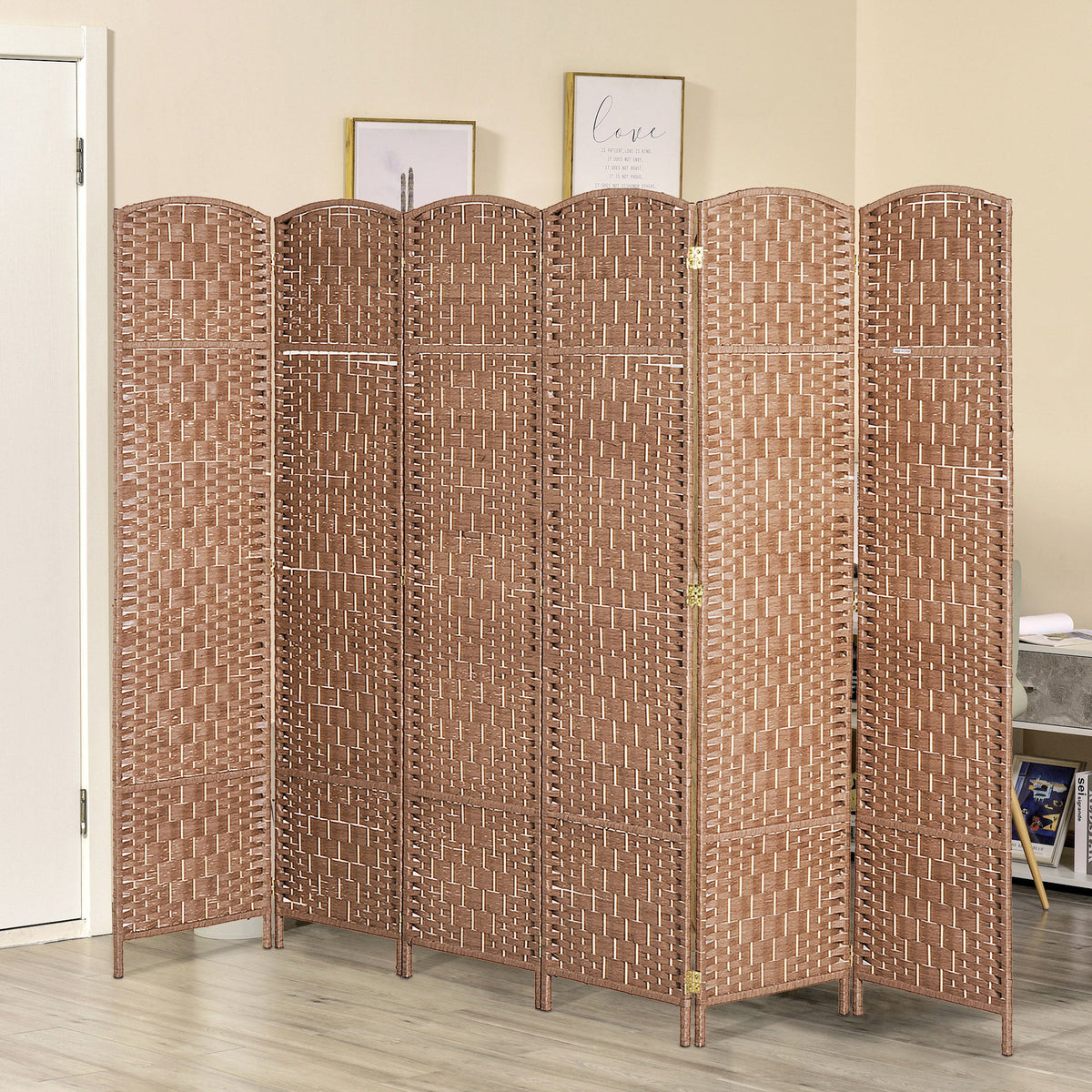 6ft Folding Room Divider, 3 Panel Wall Partition with Wooden Frame for Bedroom, Home Office, Natural