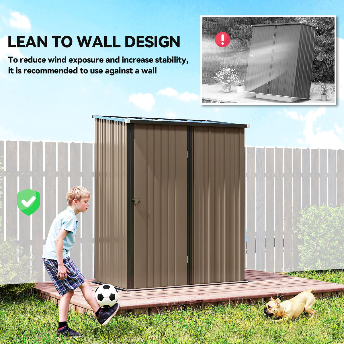 5' x 3' Outdoor Storage Shed, Steel Garden Shed with Single Lockable Door, Tool Storage Shed for Backyard, Black