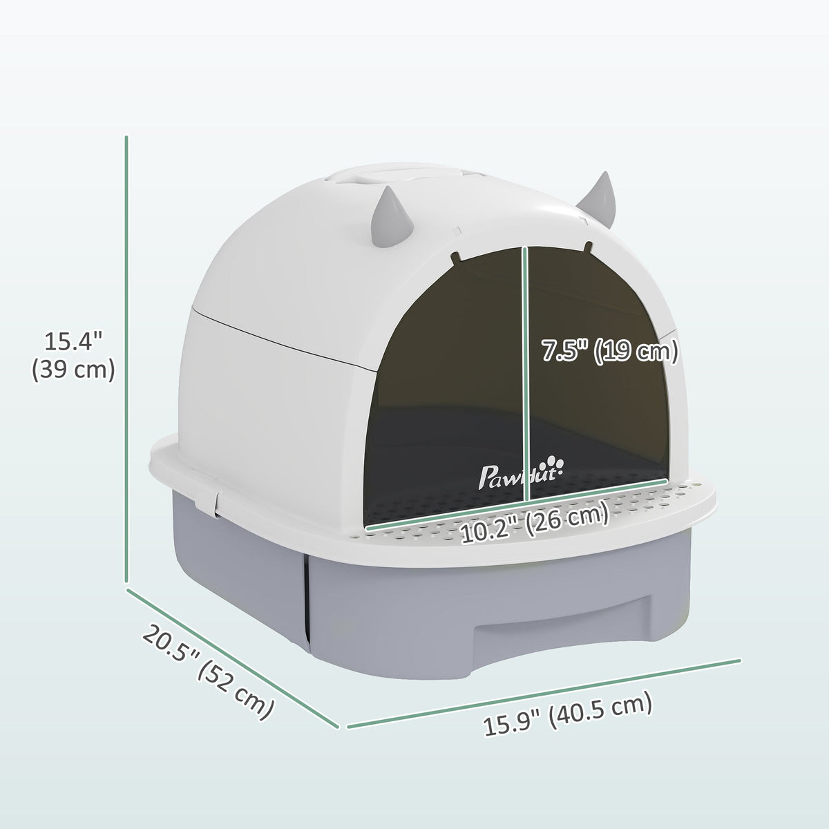 Cat Litter Box with Lid, Front Door Flap, Scoop, Handle, Easy Clean, for Small and Medium Cats, Green
