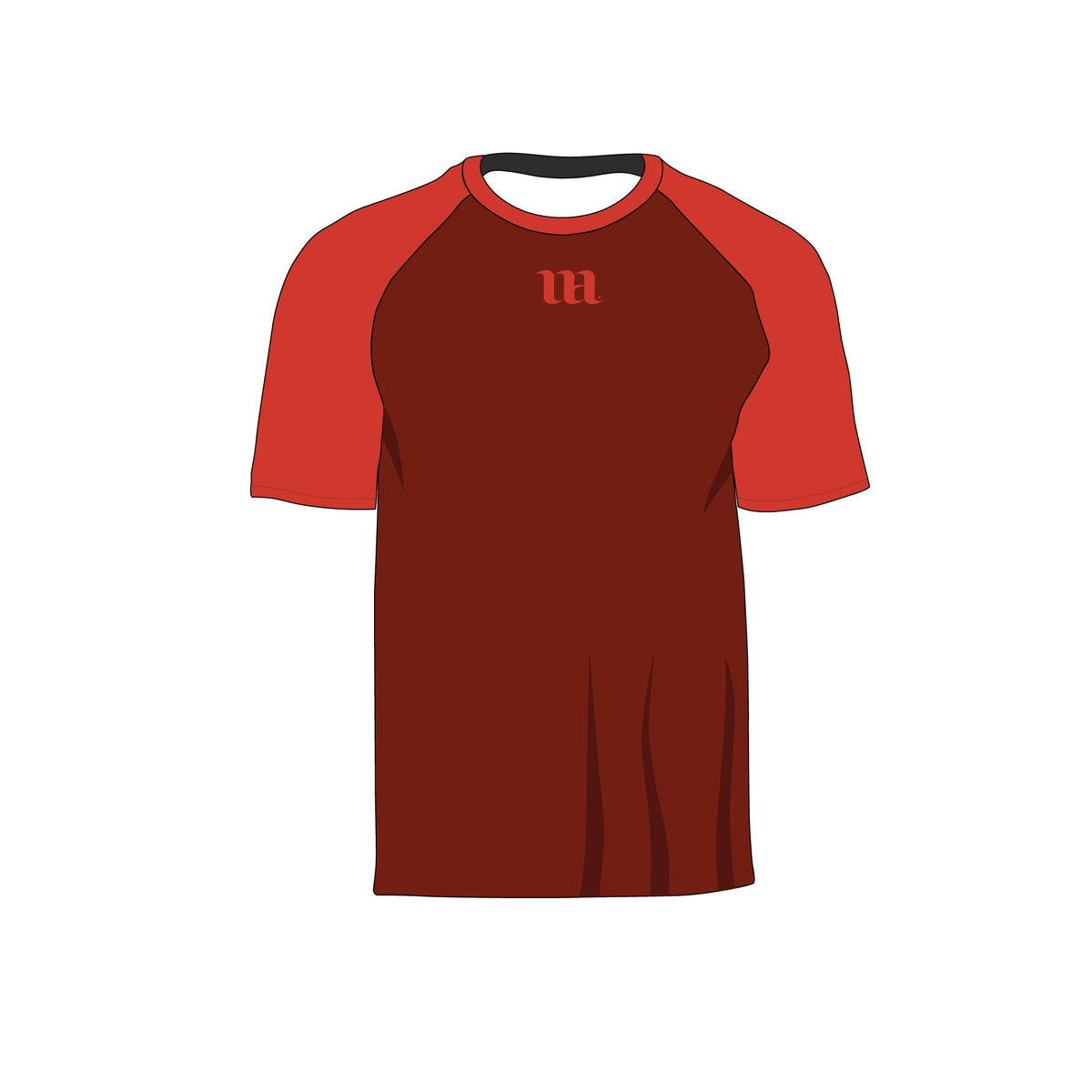 Raglan Men's Short Sleeve Shirt - Mockup and Template - 4 Angles, 1 Style, Layered, Detailed and Editable Vector in EPS, SVG, AI, PNG, DXF and PDF