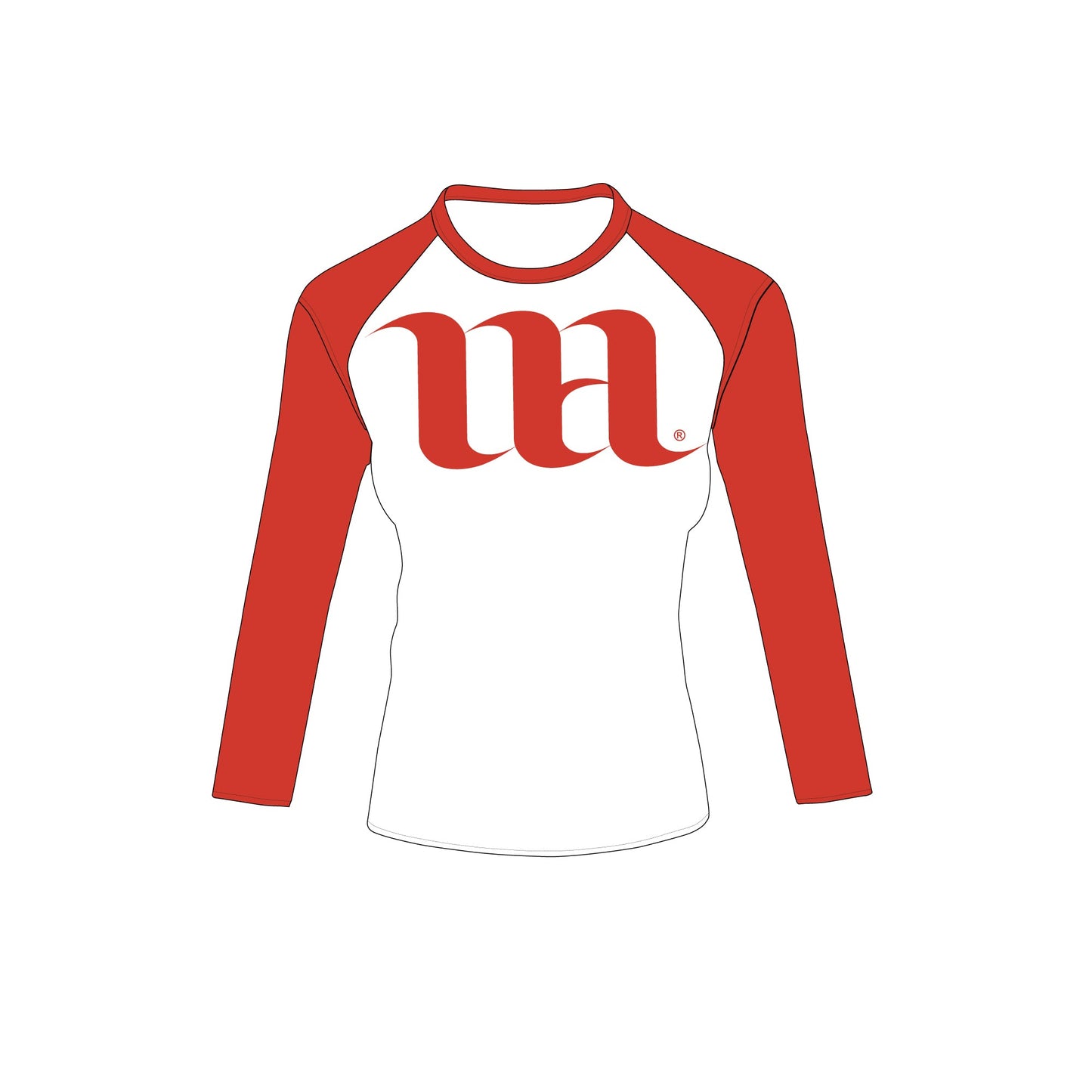Raglan Women's Long Sleeve Shirt - Mockup and Template - 4 Angles, 1 Style, Layered, Detailed and Editable Vector in EPS, SVG, AI, PNG, DXF and PDF