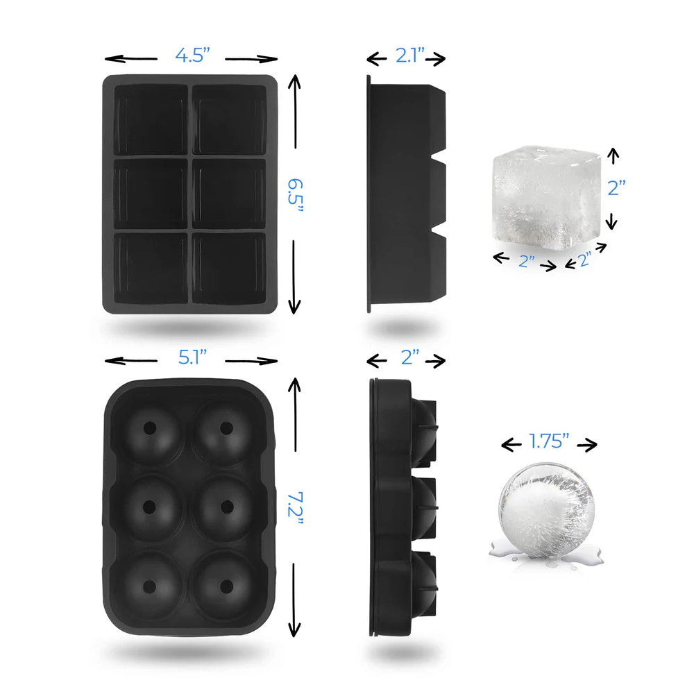 2 in 1 Pack Large Silicone Ice Cube Tray Mold
