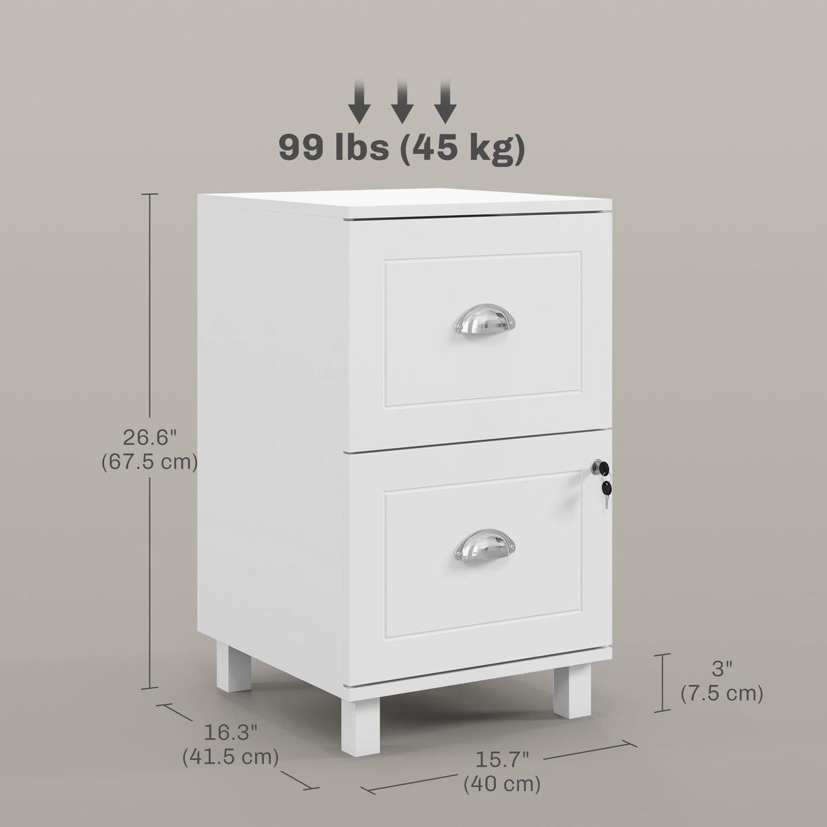 2-Drawer Small Filing Cabinet Lockable Home Office Storage Cabinet with Adjustable Hanging Bars for A4 Letter Black