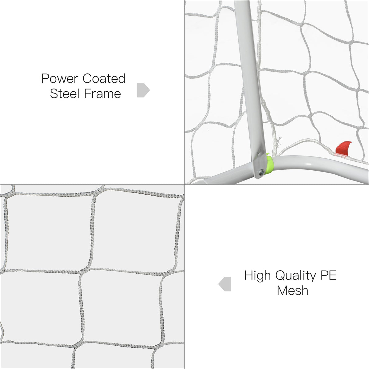 6ft x 4ft Soccer Goal Net with Metal Frame, PE Mesh, Ground Stakes, Easy Assembly, White