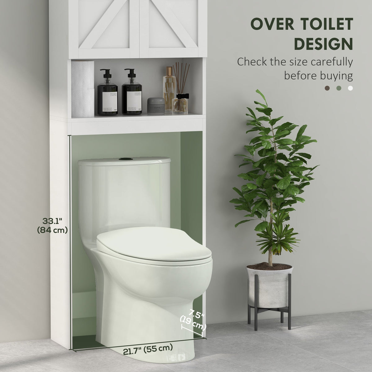 Over The Toilet Cabinet, Modern Bathroom Above Toilet Storage with Barn Doors and Open Shelf, Black