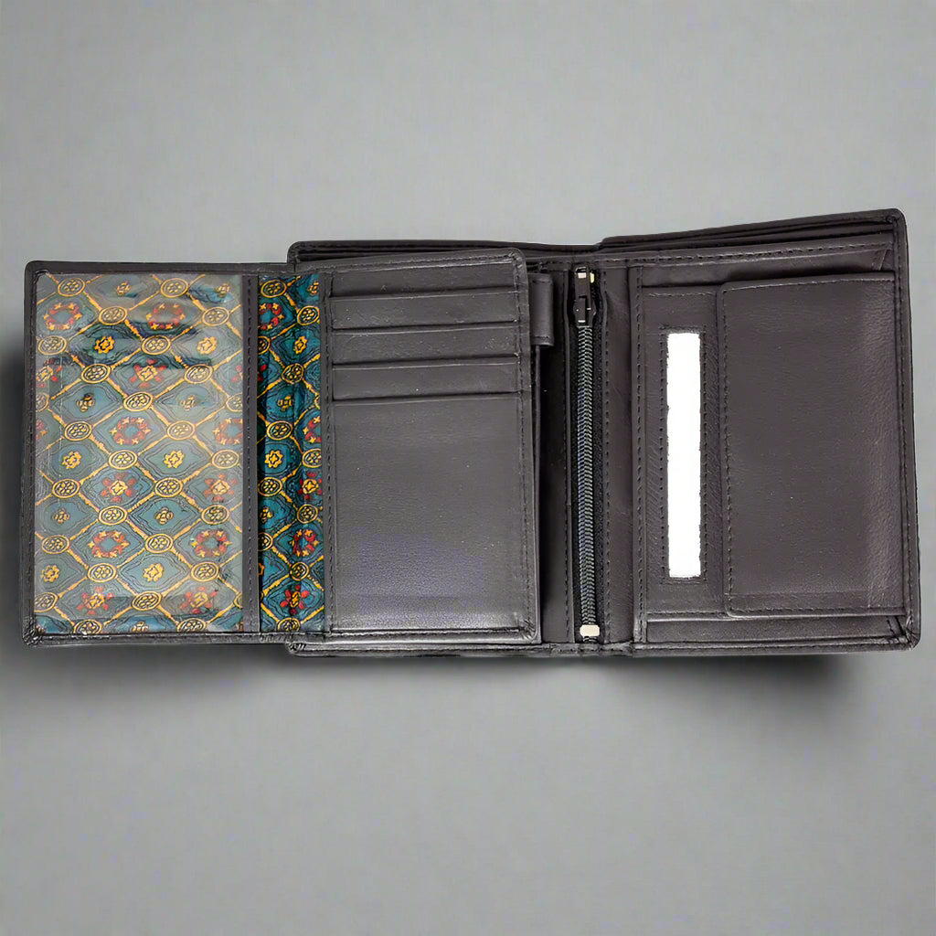 JBG International Men's Snap Close Flip Trifold Leather Wallet