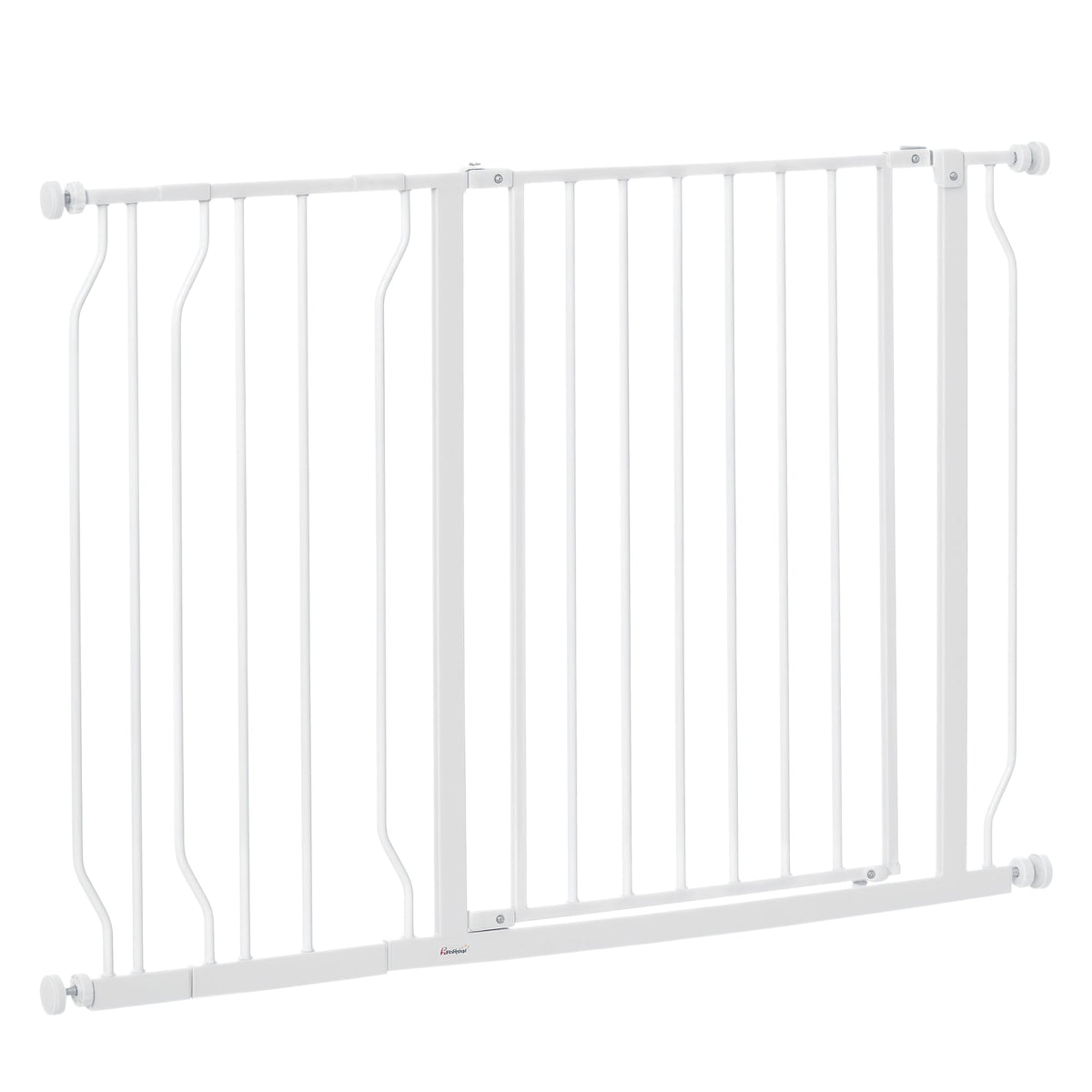 30"- 45" Easy Install Pet Gate w/ Door & Double Locking System, Extra Wide Dog Gate for Stairs, Hallways, White