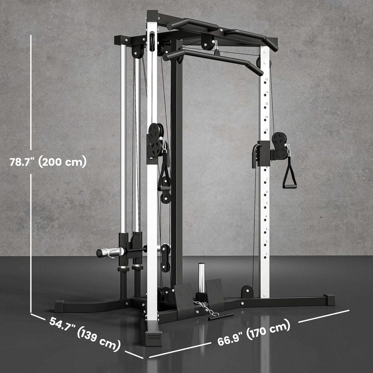 Multifunctional Home Gym Machine with Pull Up Bar, 15-Position Adjustable Strength Training Workout Station