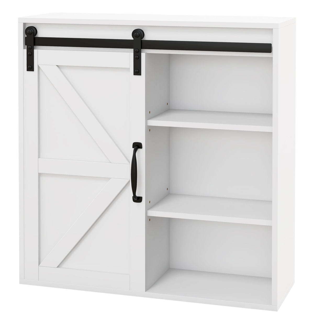 Bathroom Medicine Cabinet, Wall Cabinet with Sliding Door and Adjustable Shelf, 22.8" x 7.8" x 24.4", White