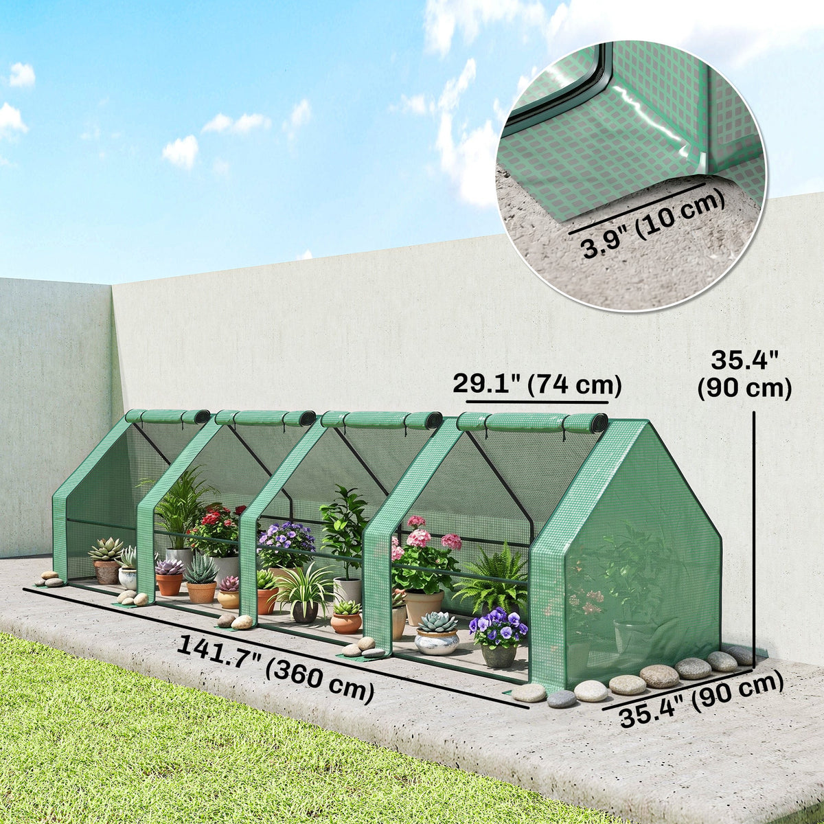Portable Mini Greenhouse Tunnel Growing Tent Plants Flower Warm House w/ Zippered Roll-up Doors, Clear