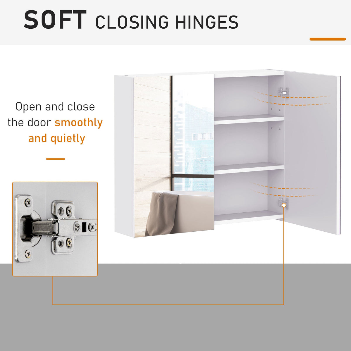 Wall Mount Medicine Cabinet with Mirror, Bathroom Mirror Cabinet Storage Organizer with Adjustable Shelf, Double Door Cupboard, Soft Closing, 23.5" x 29.5", Light Lilac
