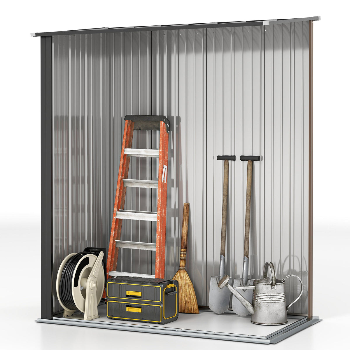 5' x 3' Outdoor Storage Shed, Steel Garden Shed with Single Lockable Door, Tool Storage Shed for Backyard, Black