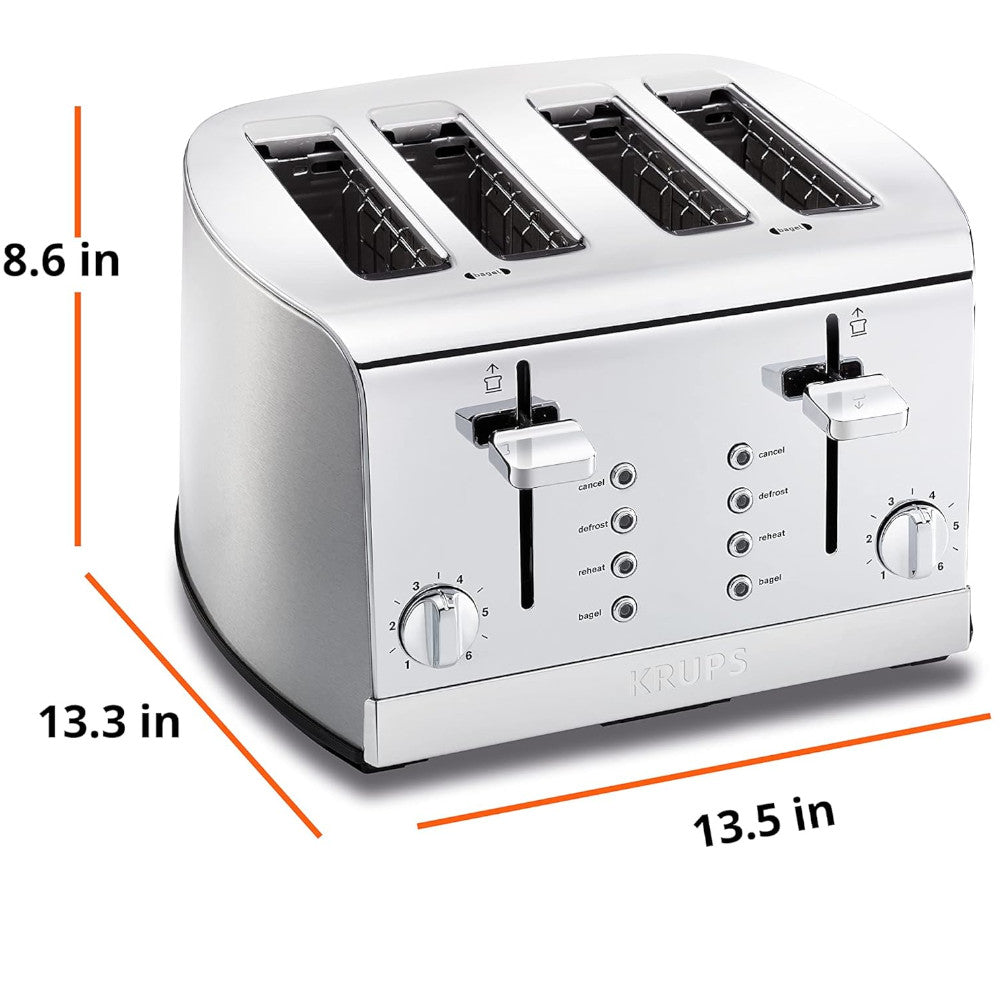 KRUPS KH734D51 4 Slice Stainless Steel Toaster