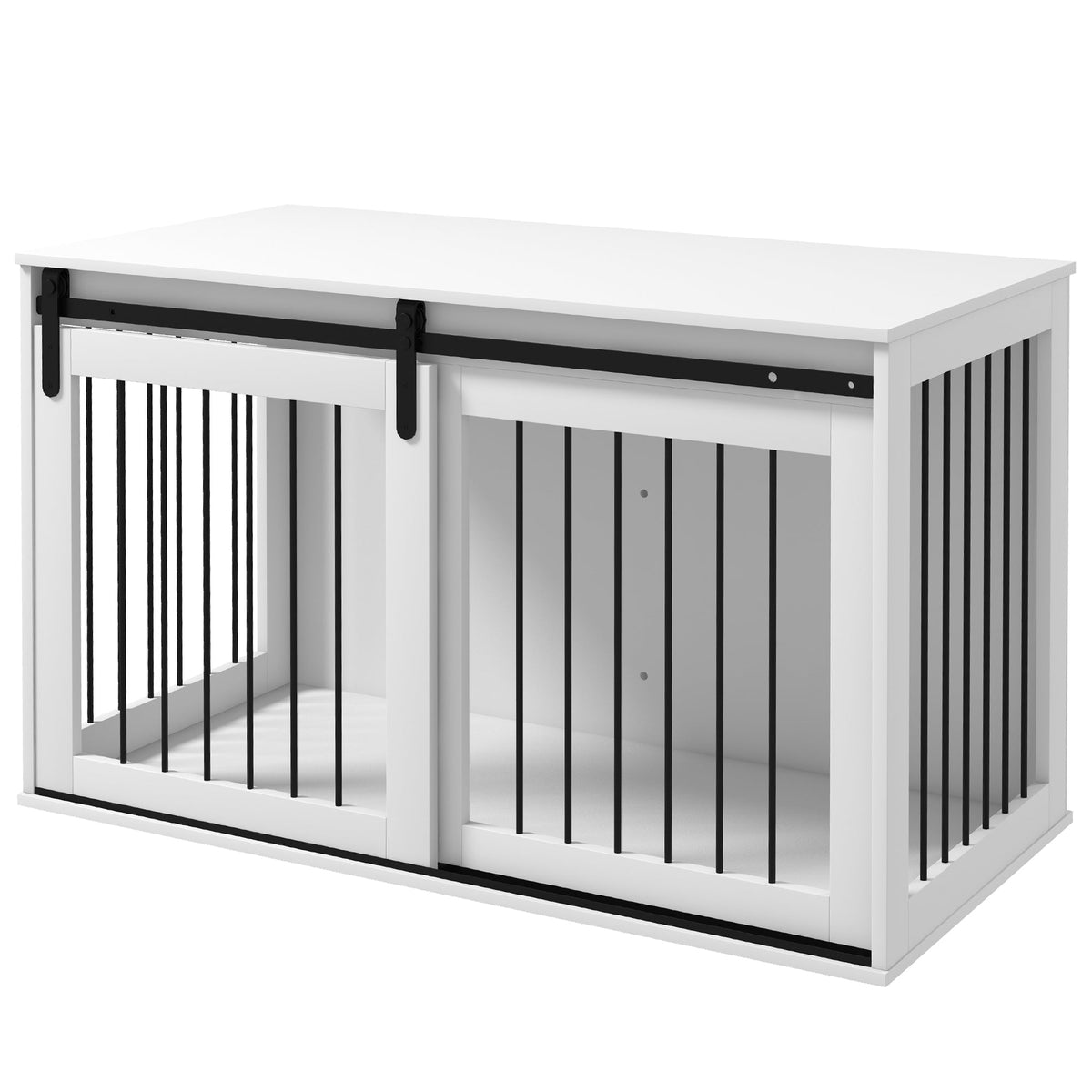 39" Dog Crate Furniture, Dog Crate End Side Table for Large Dogs, White