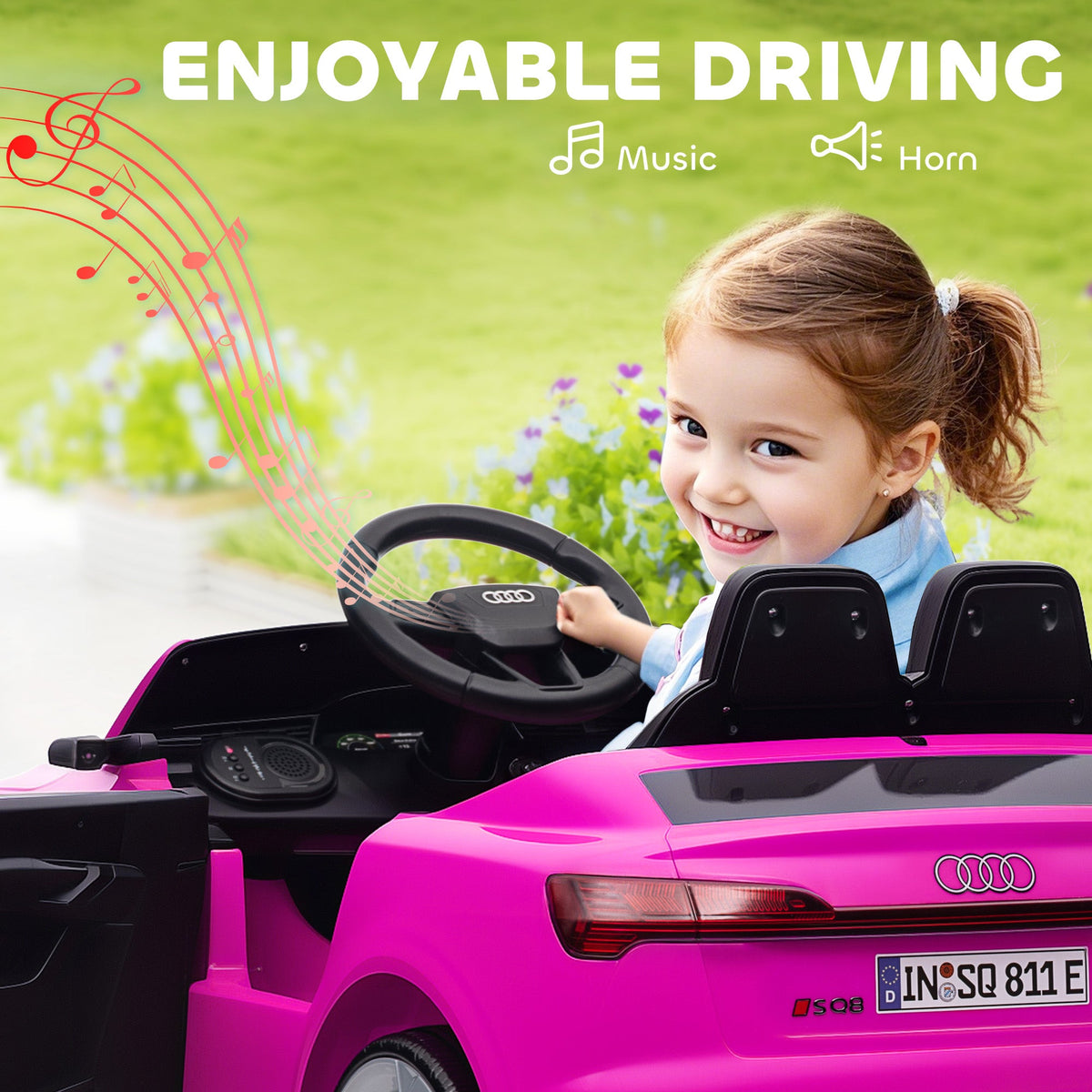 12V Battery Powered Kids Electric Car, Audi Q8 etron Sportback Licensed Ride on Car w/ Remote Control, Black