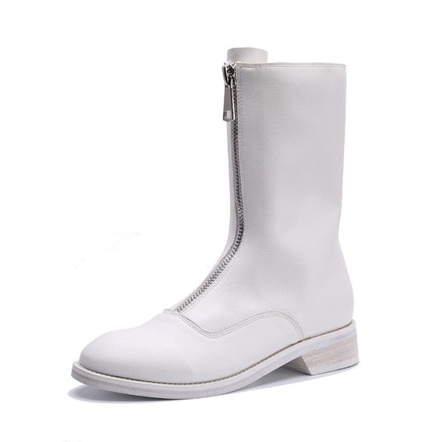 Leather Zip Down Boots