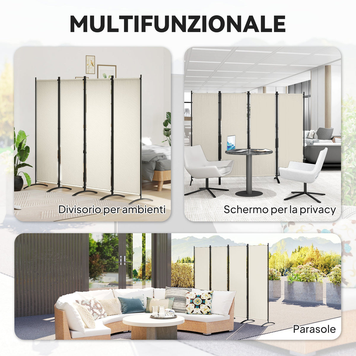 Folding Room Divider, Privacy Screen for Home Office Bedroom, 5.6FT Tall, Dark Grey