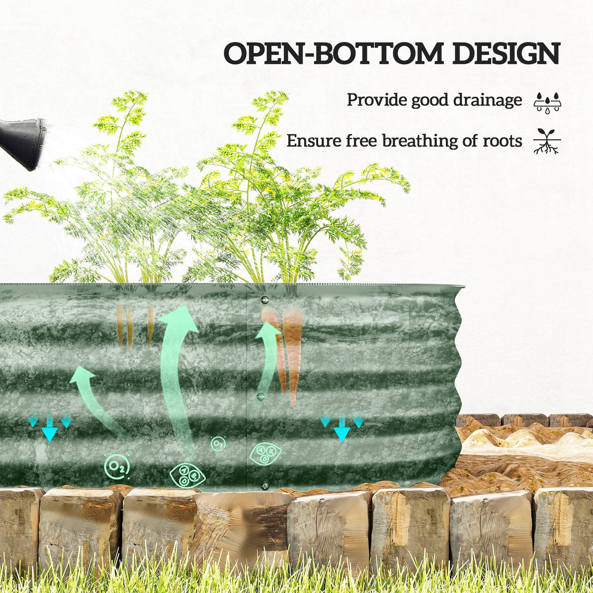 4.9 x 2 x 1ft Galvanized Raised Garden Bed Kit, Metal Planter Box with Safety Edging, Black