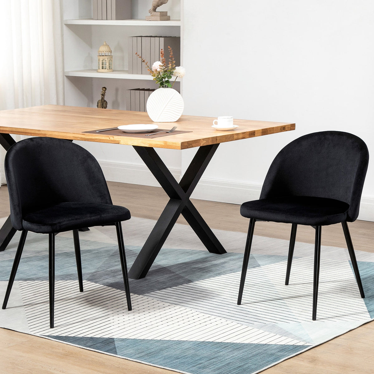 Dylan Set of 2 Mid-Back Dining Chairs-Black