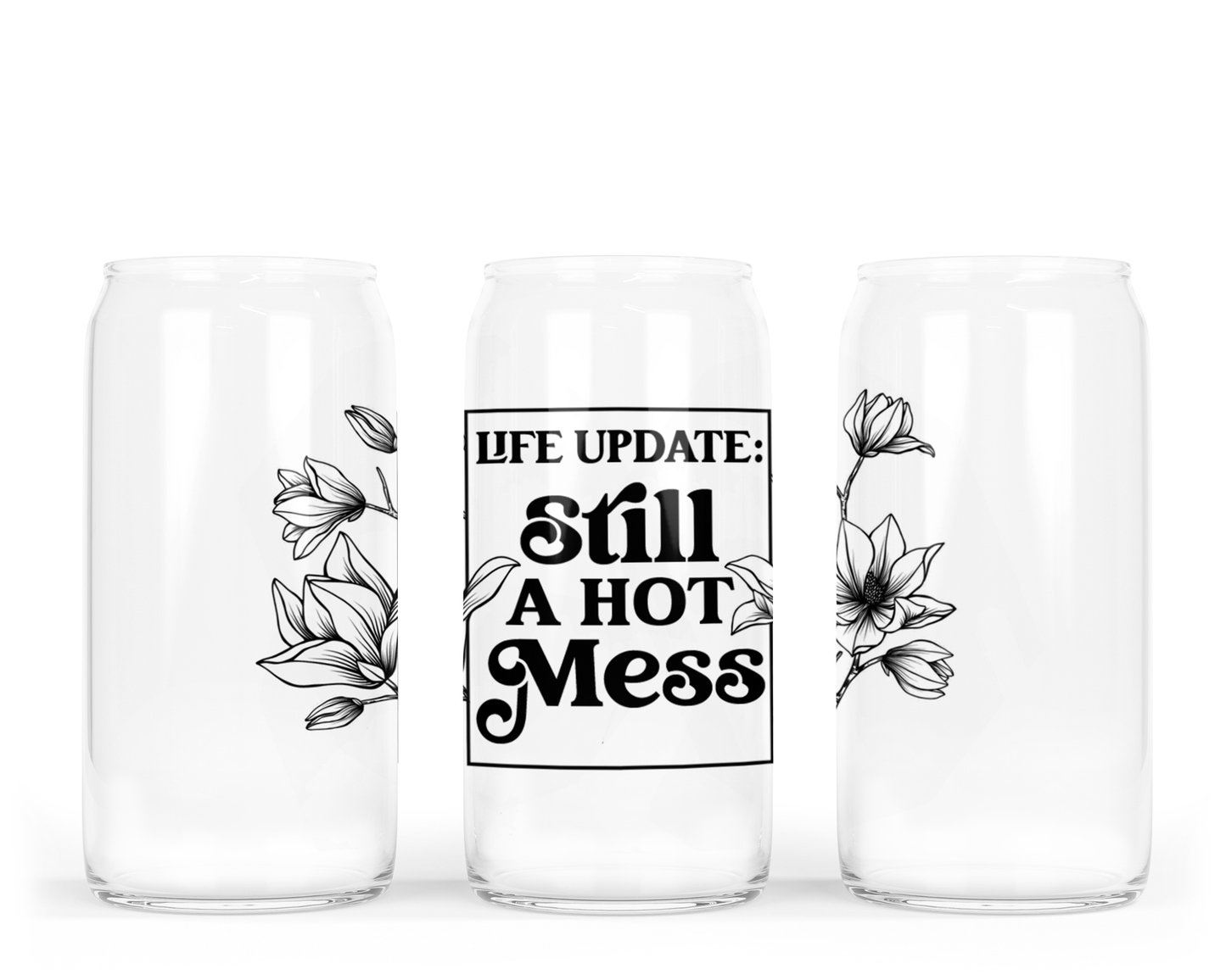 Life Update Glass Can with Bamboo Lid